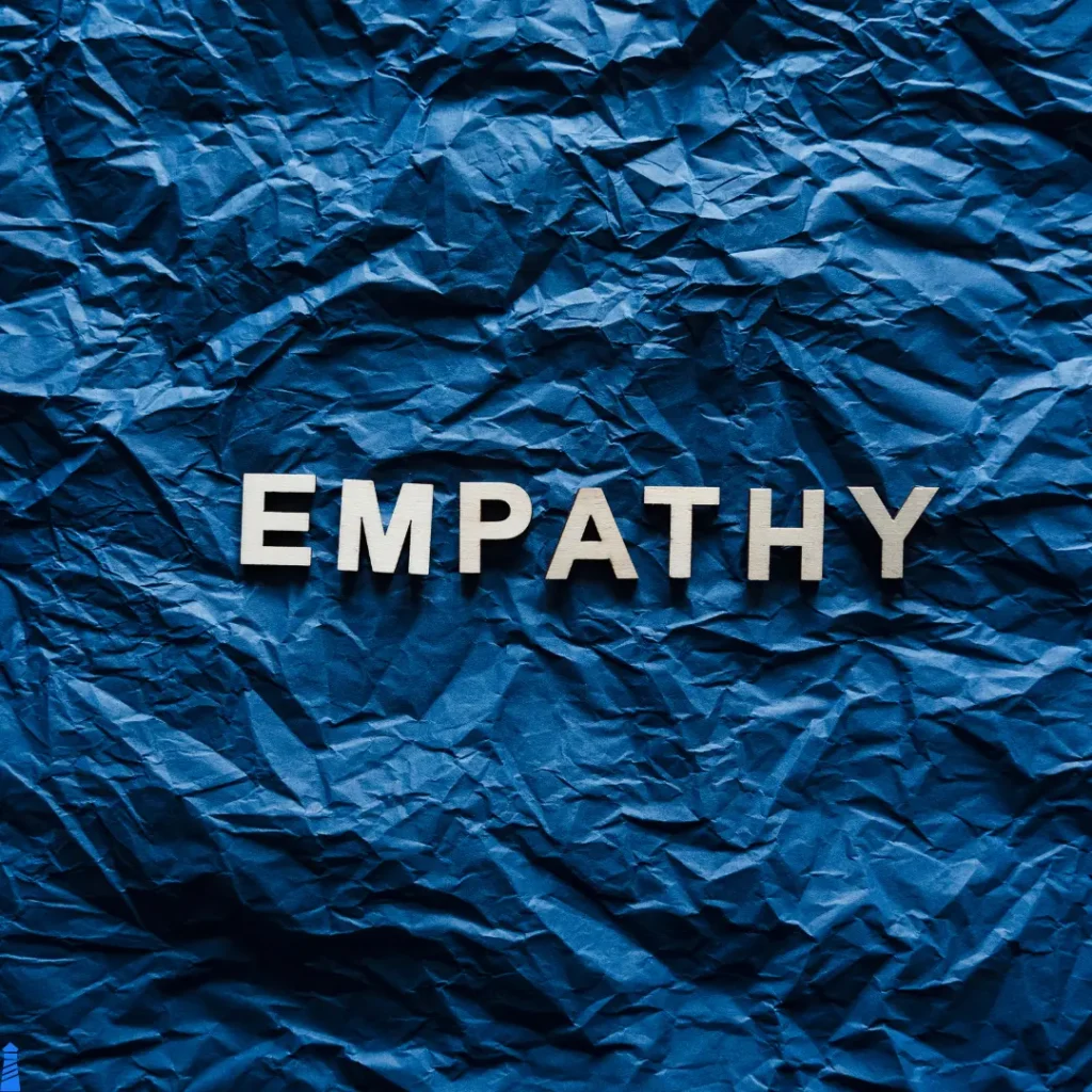 Empathy word on blue background