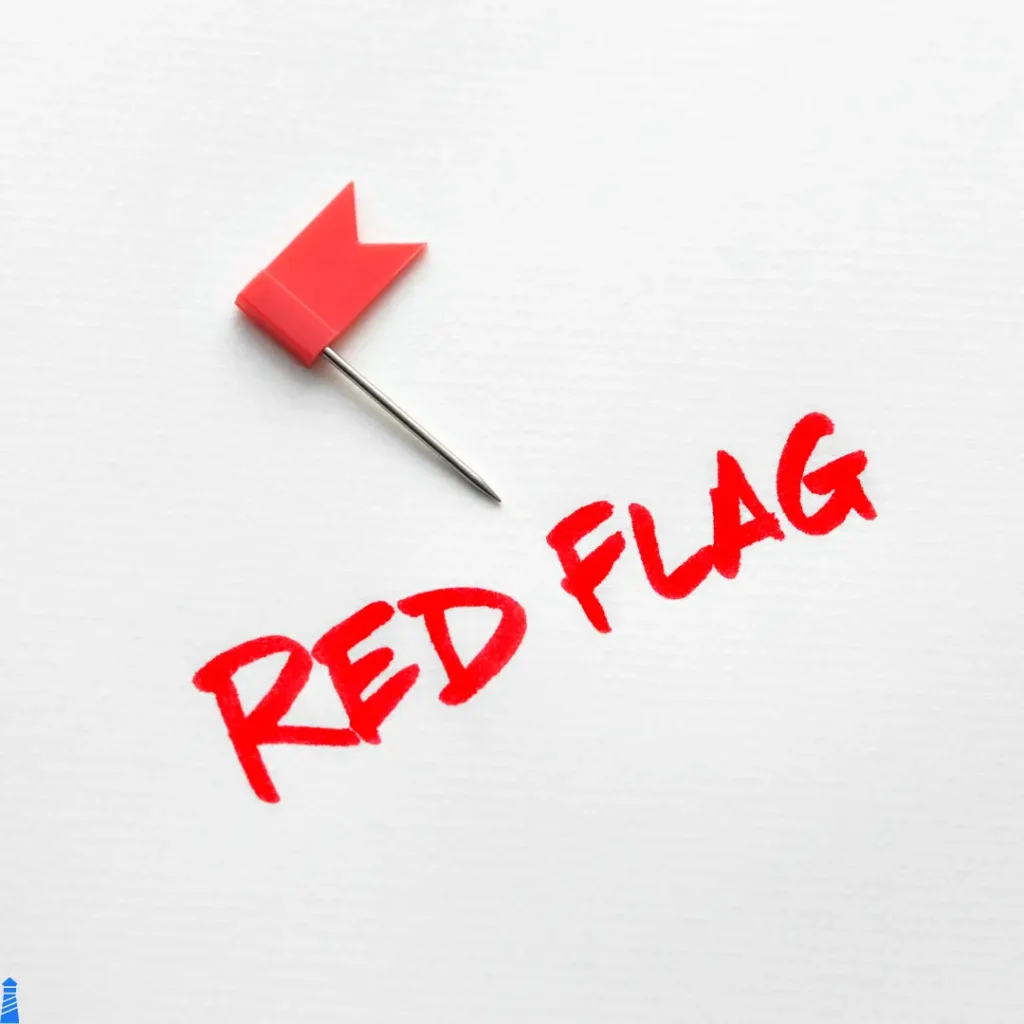 Red Flag written on paper with a little red flag above it.