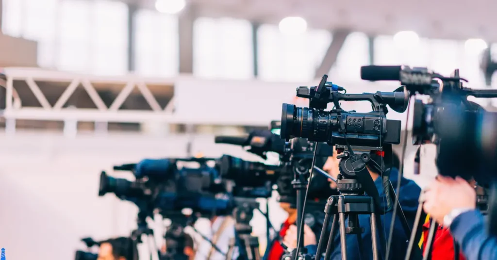 Row of TV cameras