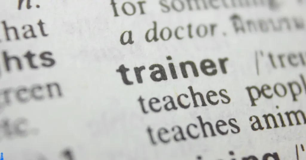 Dictionary page featuring the word trainer.