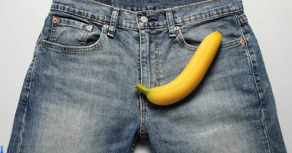 Blue jeans with a banana