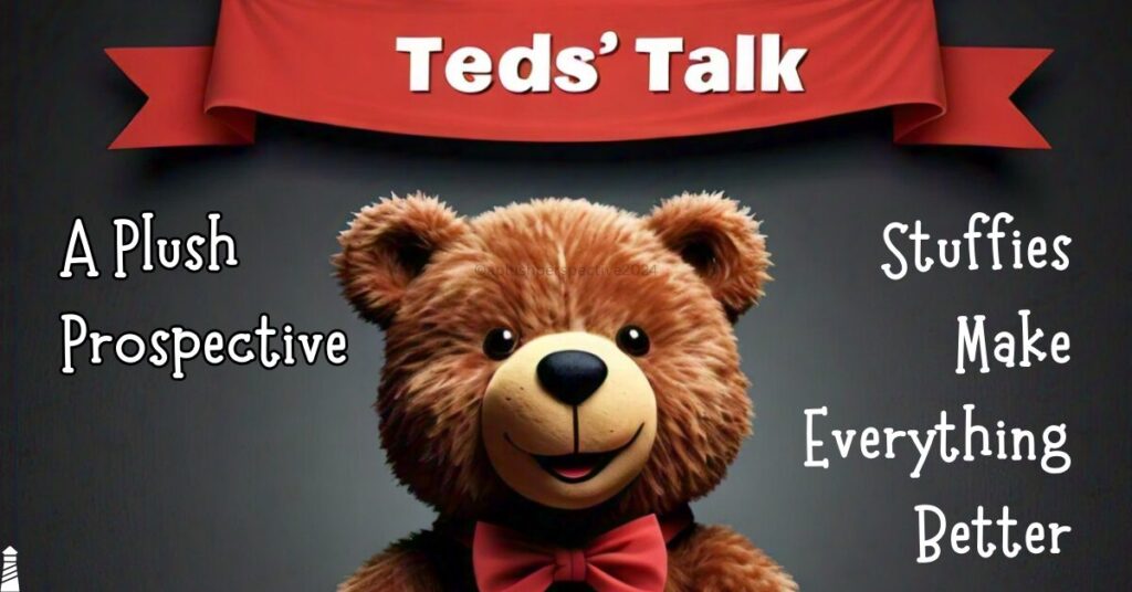 Teds the teddy bear under his Teds' Talk banner.