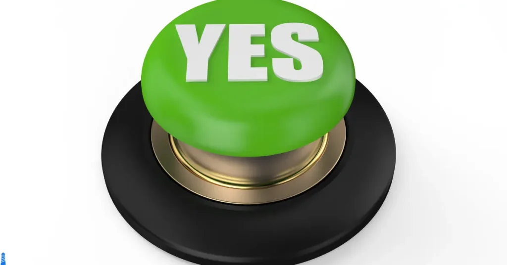 The word Yes on a green button.